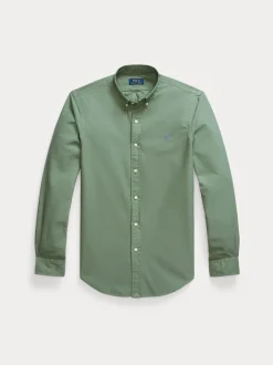 Polo Ralph Lauren miesten kauluspaita, SLIM FIT GARMEND WASHED OXFORD SHIRT Vihreä