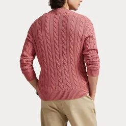 Polo Ralph Lauren miesten neulepaita Cotton Cable LS Drive Pullover, vaaleanpunainen