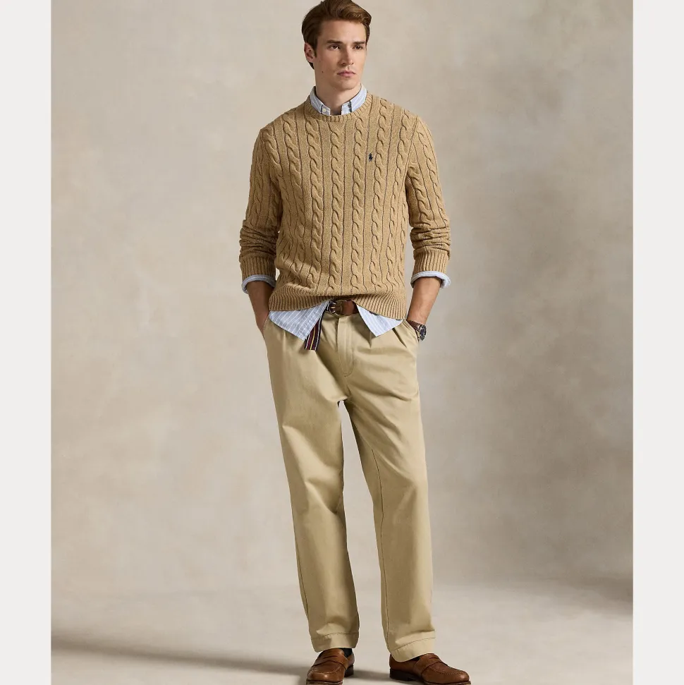 Polo Ralph Lauren miesten neulepaita Cotton Cable LS Drive Pullover, beige