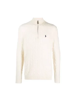 Polo Ralph Lauren Miesten Neulepusero, CABLE-KNIT WOOL-CASHMERE SWEATER Luonnonvalkoinen