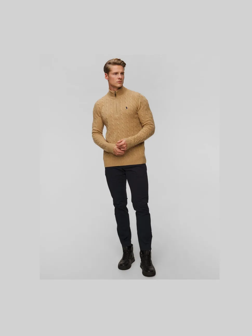 Polo Ralph Lauren Miesten Neulepusero, CABLE-KNIT WOOL-CASHMERE SWEATER Beige