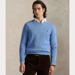 Polo Ralph Lauren Miesten Neulepusero, LONG SLEEVE-SWEATER Keskisininen