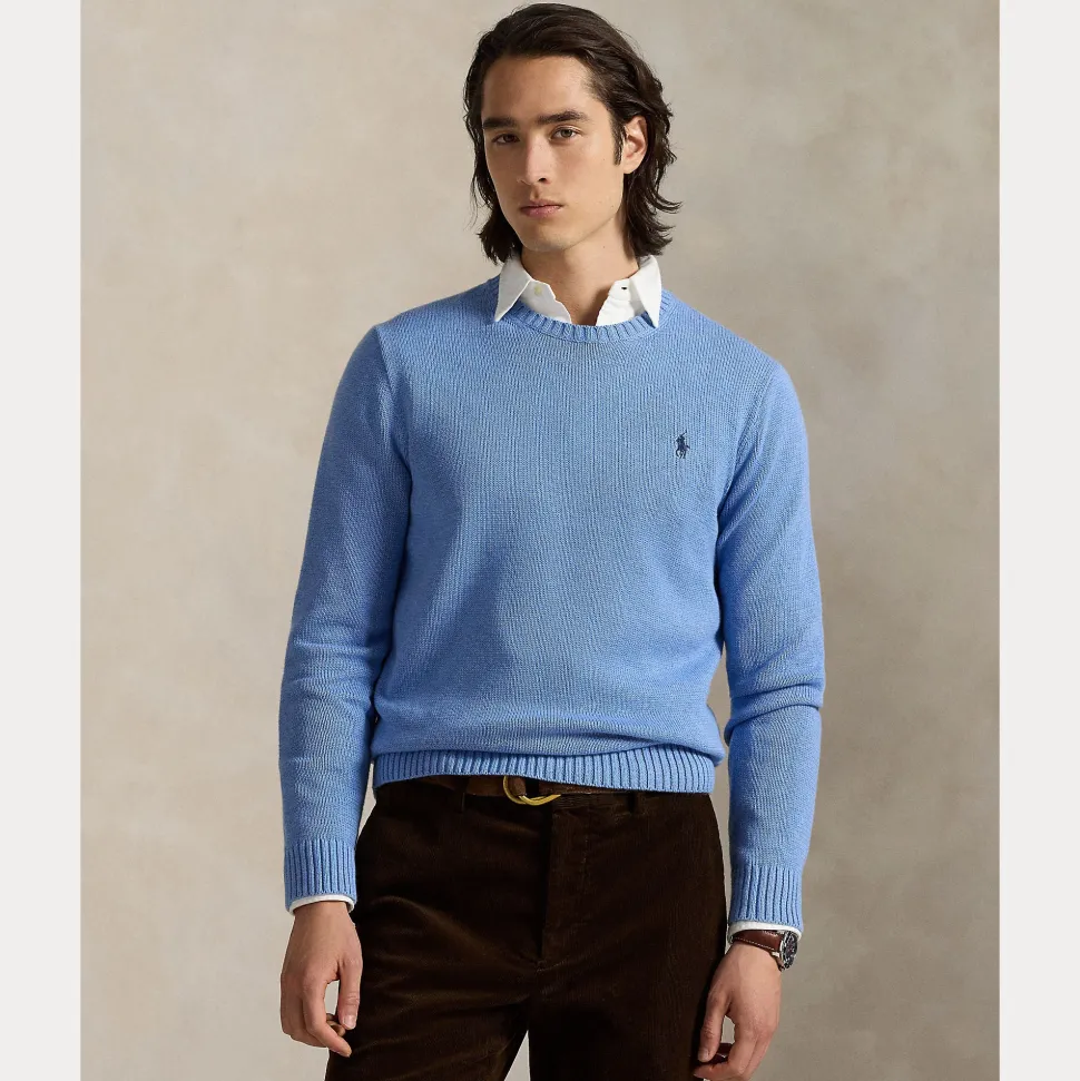 Polo Ralph Lauren Miesten Neulepusero, LONG SLEEVE-SWEATER Keskisininen