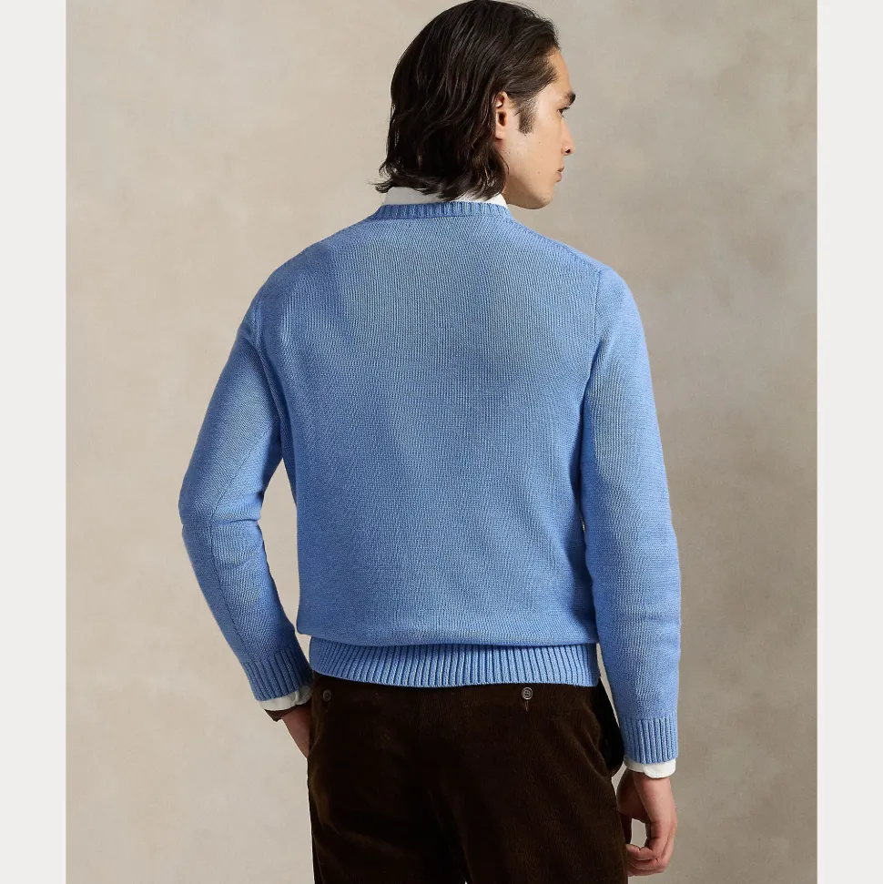 Polo Ralph Lauren Miesten Neulepusero, LONG SLEEVE-SWEATER Keskisininen