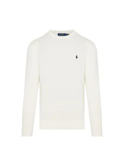 Polo Ralph Lauren Miesten Neulepusero, LONG SLEEVE-SWEATER Valkoinen