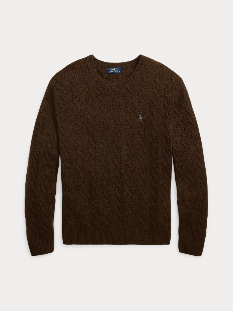 Polo Ralph Lauren miesten neulepusero LSCABLECNPP LONG SLEEVE PULLOVER, tummanruskea