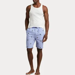Polo Ralph Lauren miesten pyjamahousut K Sleep Short Sleep Bottom, raidallinen sininen