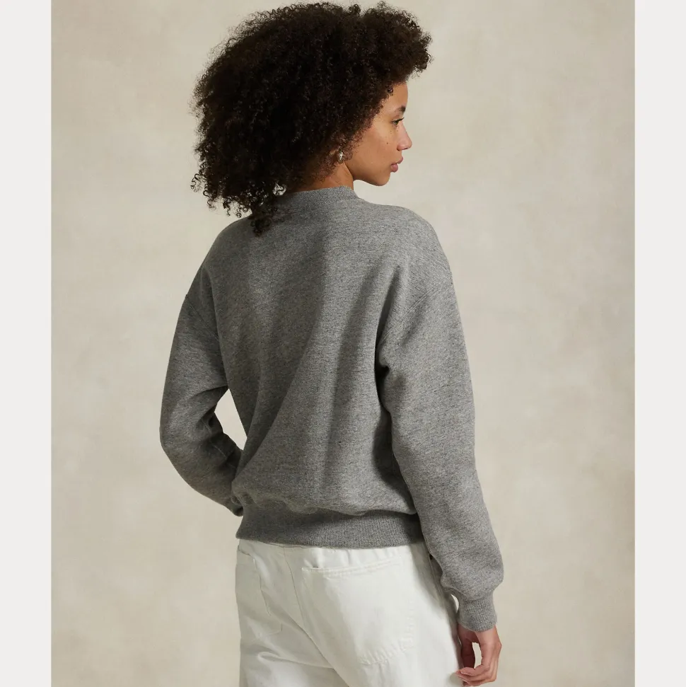 Polo Ralph Lauren naisten collegepaita Fleece Crewneck, vaaleanharmaa meleerattu