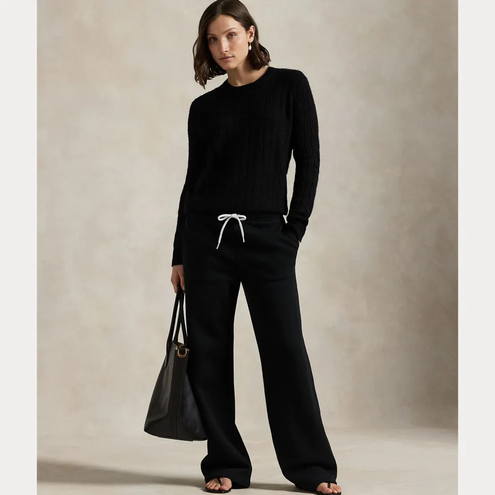 Polo Ralph Lauren naisten collegehousut Knit-Open Botton Sweatpant-pants, musta