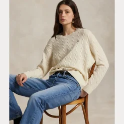 Polo Ralph Lauren naisten neulepusero, SWEATHER PULLOVER Luonnonvalkoinen