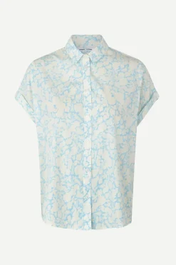 Samsoe and Samsoe Naisten Kangaspusero MAJAN SS SHIRT AOP 9942 Vaaleansininen