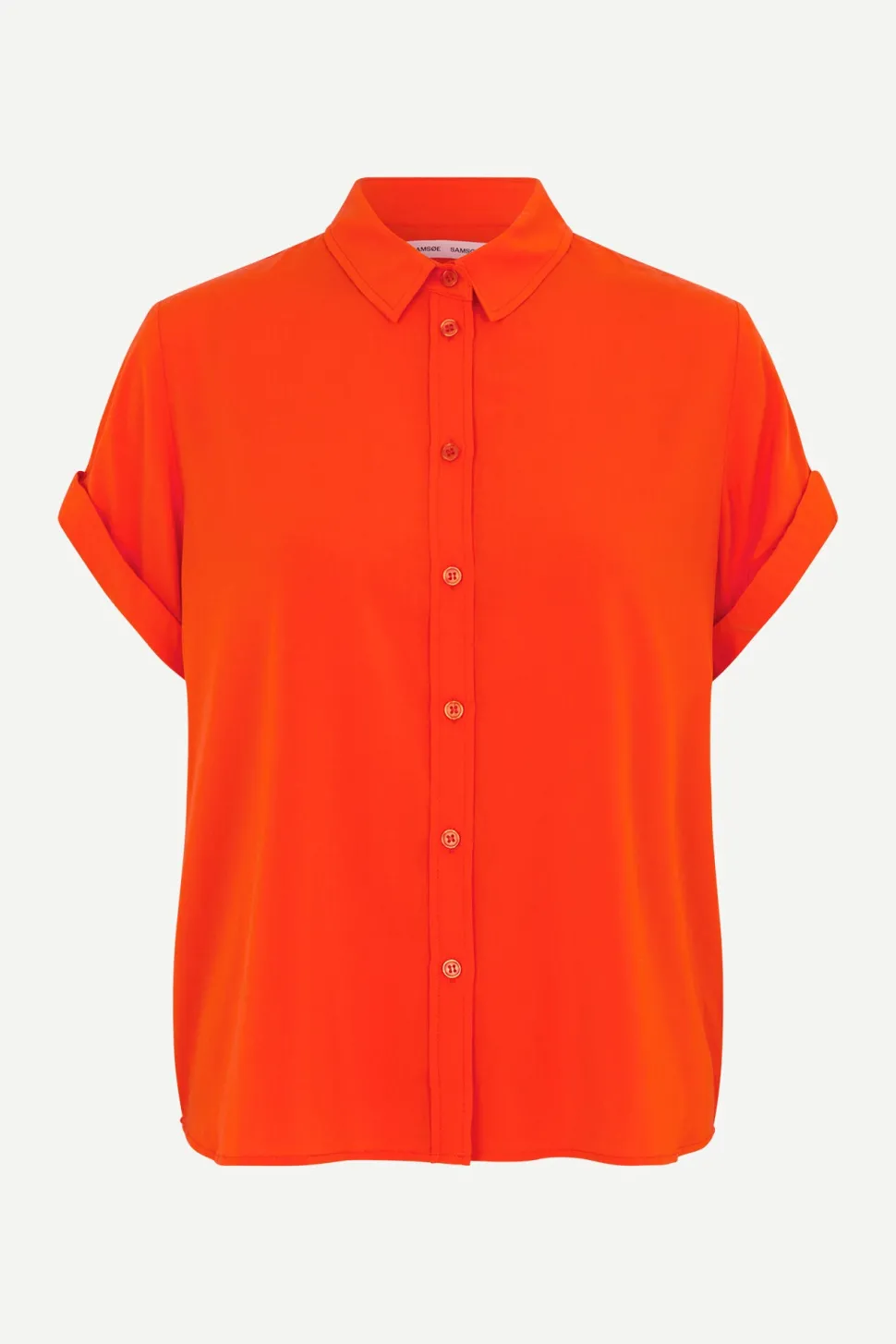 Samsoe and Samsoe, Naisten Lyhythihainen Kauluspaita, Majan Ss Shirt 9942 Oranssi