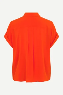 Samsoe and Samsoe, Naisten Lyhythihainen Kauluspaita, Majan Ss Shirt 9942 Oranssi