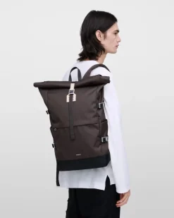 Sandqvist unisex reppu ICON ROLLTOP BACKPACK L, tummanruskea