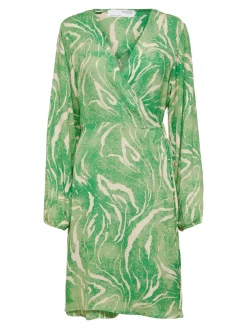 Selected Femme mekko, SLFFIOLA LS AOP SHIRT DRESS Kuosi, Vihreä