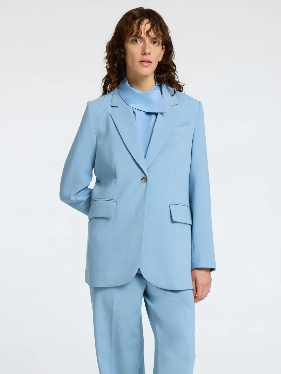 Selected Femme naisten bleiseri, SLFRITA-FREIA LS LONG BLAZER Vaaleansininen
