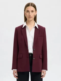 Selected Femme Naisten Bleiseri, AD-SLFRITA LS CLASSIC BLAZER MEL NOOS Fig Melange