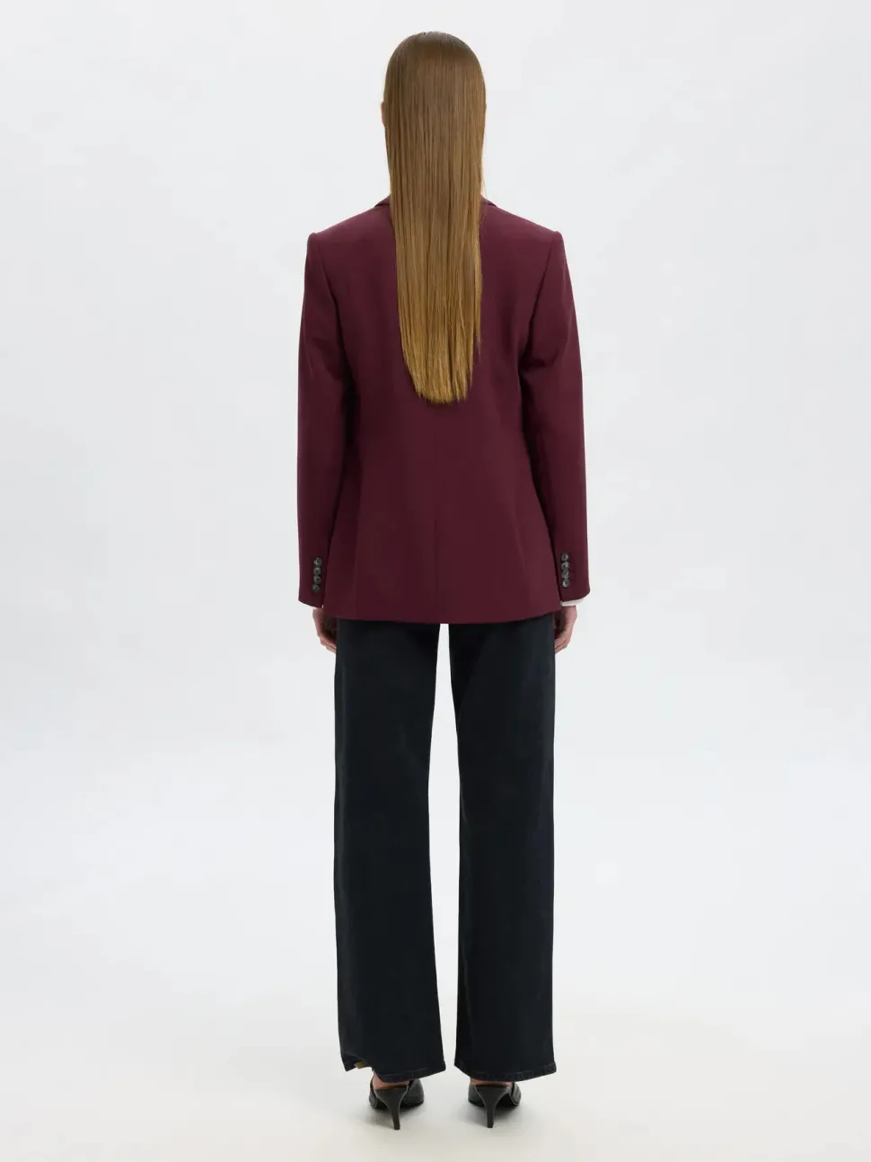 Selected Femme Naisten Bleiseri, AD-SLFRITA LS CLASSIC BLAZER MEL NOOS Fig Melange