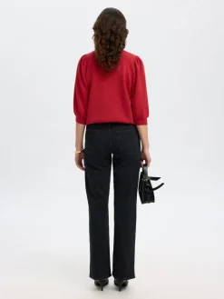 Selected Femme naisten collegepaita SLFTENNY 3/4 SWEAT TOP NOOS, Equestrian Red