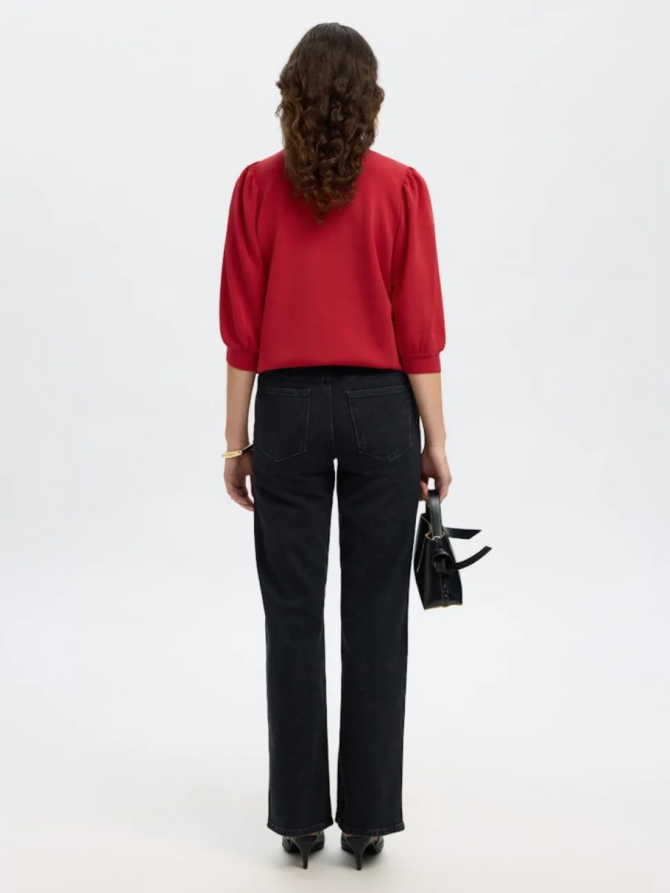 Selected Femme naisten collegepaita SLFTENNY 3/4 SWEAT TOP NOOS, Equestrian Red