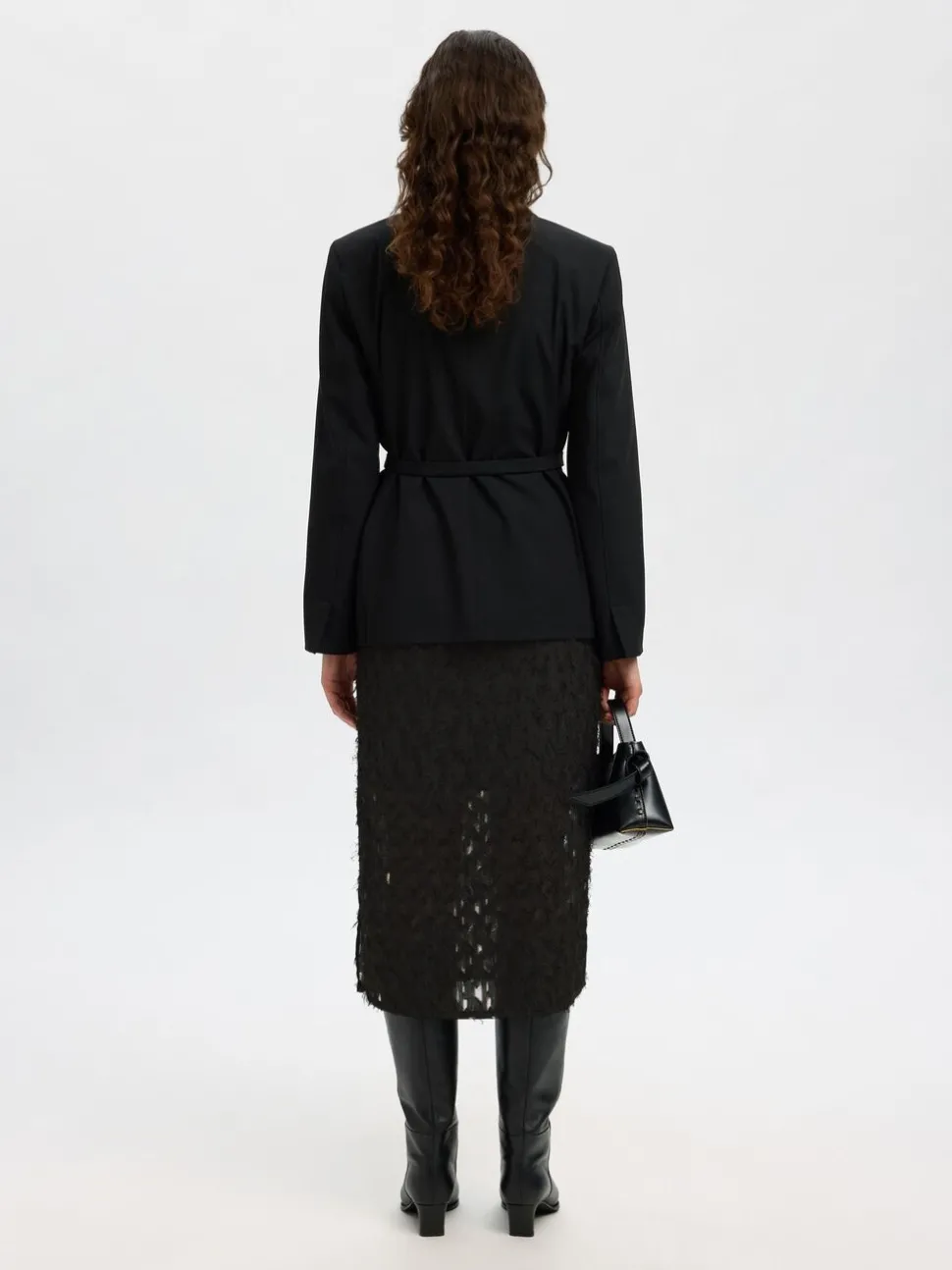 Selected Femme naisten hame, SLFMARION HW MIDI SKIRT B Black