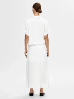 Selected Femme naisten hame, SLFVIVA HW ANKLE SKIRT Valkoinen