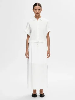 Selected Femme naisten hame, SLFVIVA HW ANKLE SKIRT Valkoinen