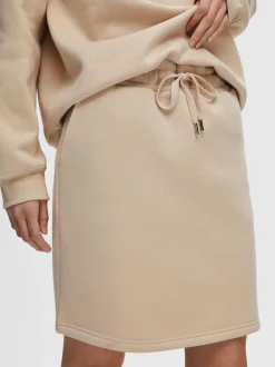Selected Femme naisten hame, SLFLISA HANKIE MW SHORT SKIRT Vaalea Beige