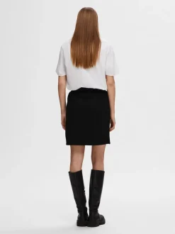 Selected Femme naisten hame, SLFLISA HANKIE MW SHORT SKIRT Musta