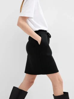 Selected Femme naisten hame, SLFLISA HANKIE MW SHORT SKIRT Musta
