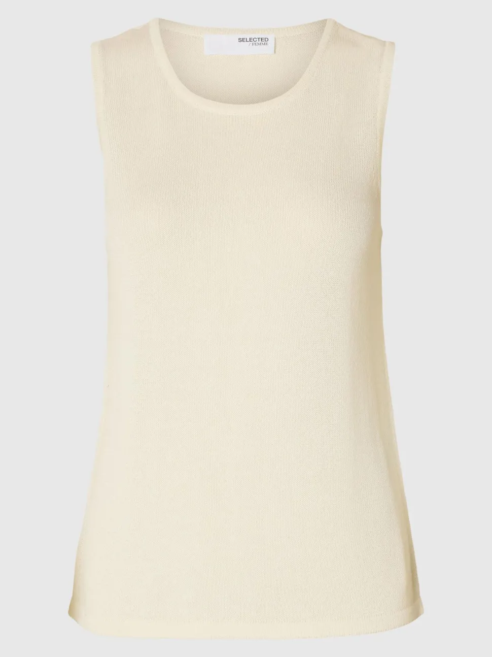 Selected Femme naisten hihaton toppi, SLFMOON SUS SL KNIT TOP Luonnonvalkoinen