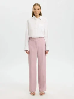 Selected Femme naisten housut AD-SLFRITA MW Wide Pant Mel, vaaleanpunainen