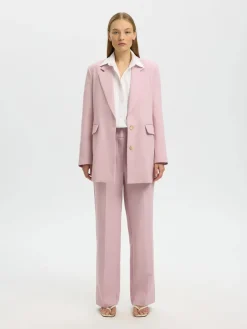 Selected Femme naisten housut AD-SLFRITA MW Wide Pant Mel, vaaleanpunainen