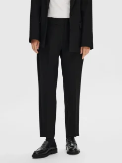Selected Femme Naisten Housut, SLFRITA-RIA MW CROPPED PANT NOOS Black