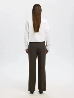 Selected Femme naisten housut SLFRITA MW WIDE PANT MEL NOOS, Delicioso melange