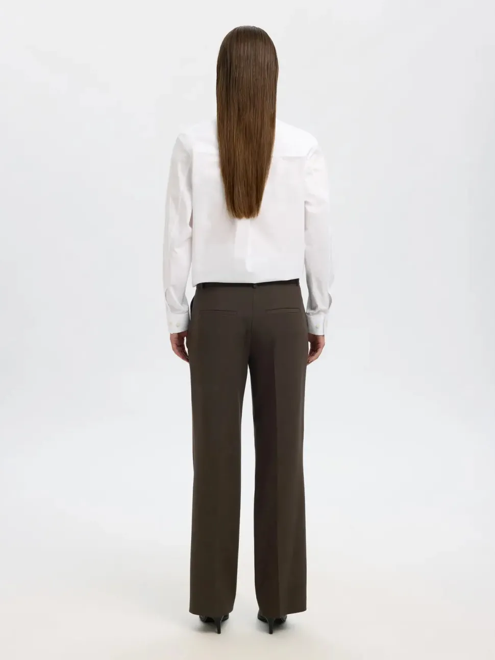 Selected Femme naisten housut SLFRITA MW WIDE PANT MEL NOOS, Delicioso melange
