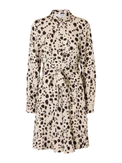 Selected Femme naisten mekko, SLFPAOLA REGULAR LS SHORT SHIRT DRESS Valkopohjainen Kuosi