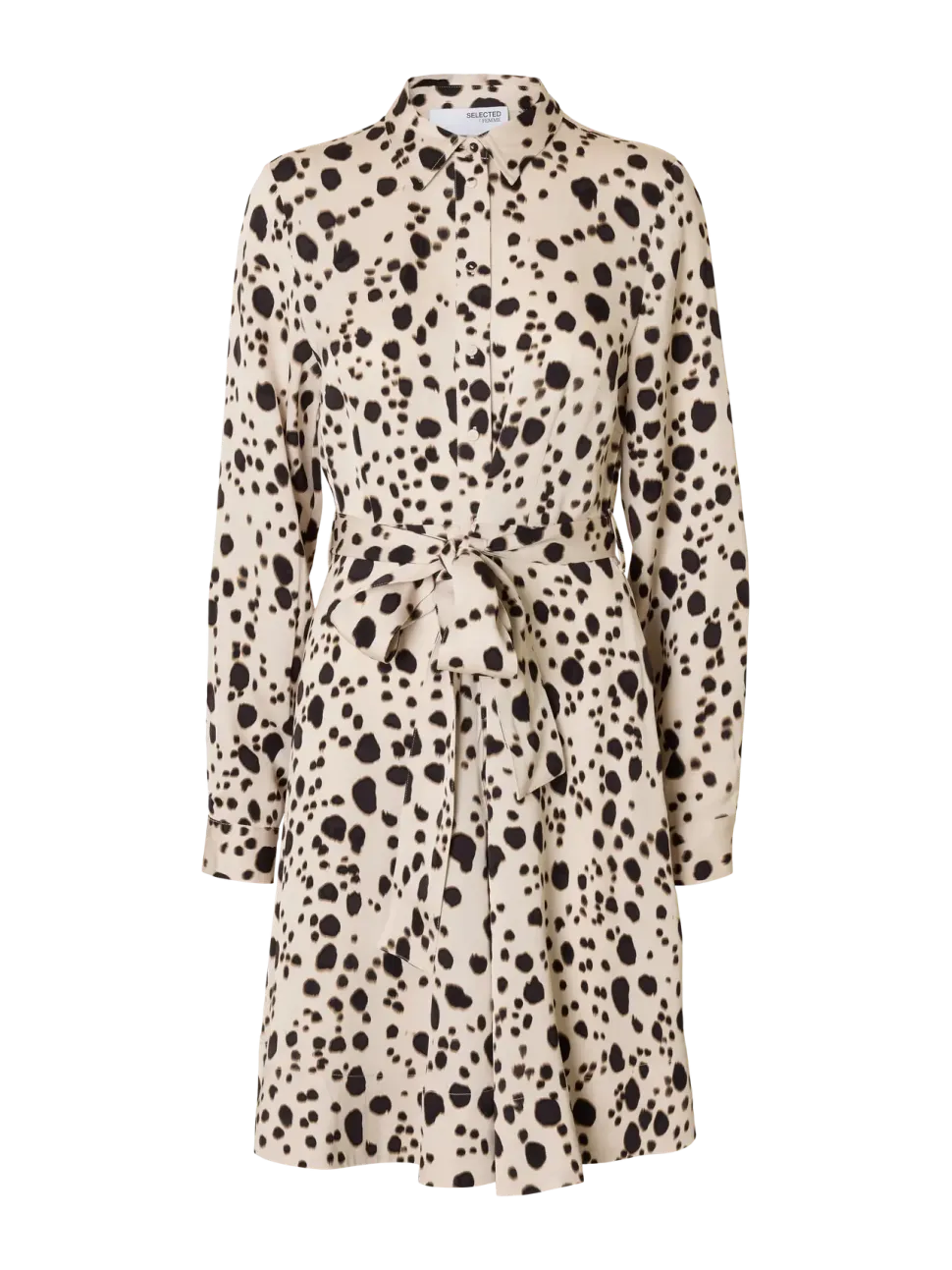 Selected Femme naisten mekko, SLFPAOLA REGULAR LS SHORT SHIRT DRESS Valkopohjainen Kuosi