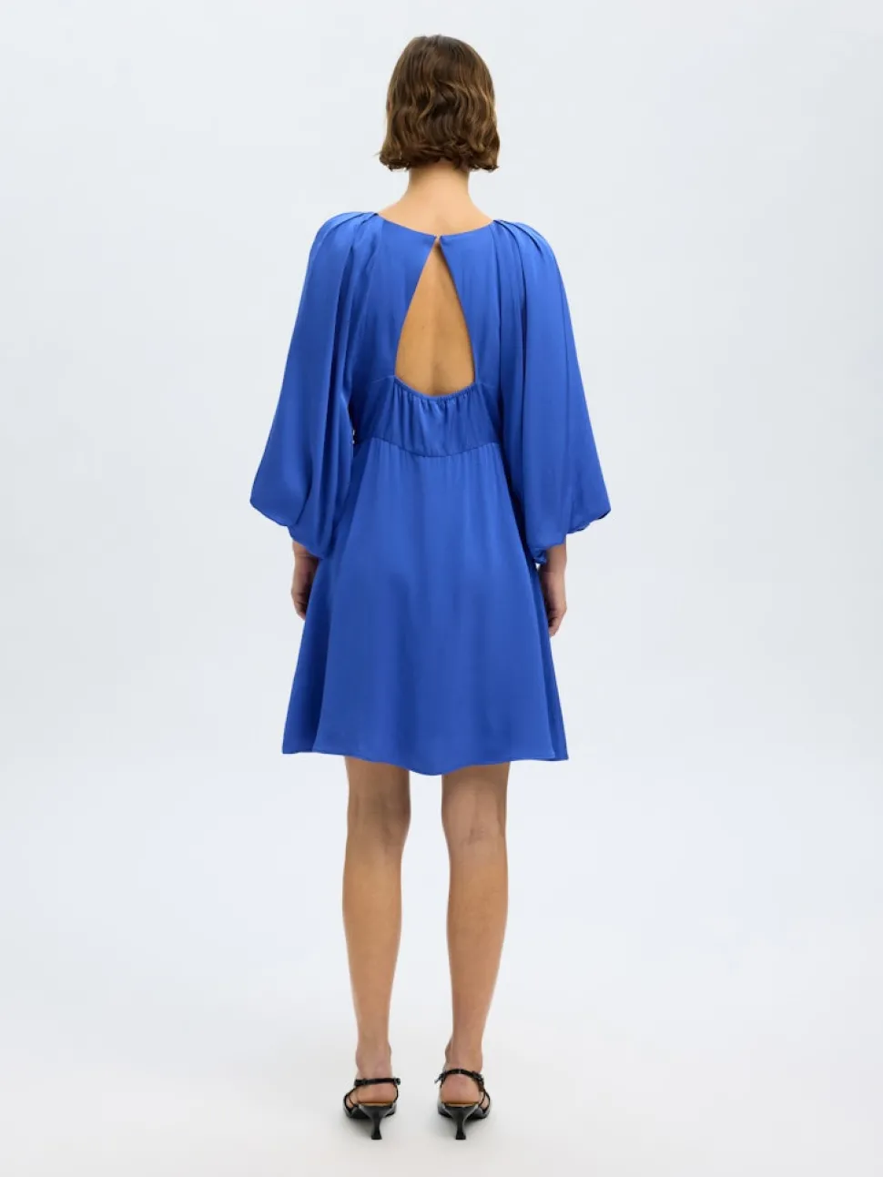 Selected Femme naisten mekko, SLFLAURINA 3/4 SHORT OPEN BACK DRESS Sininen