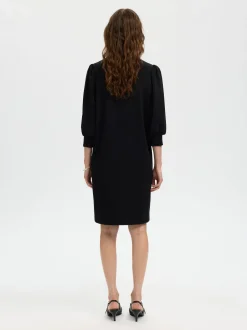Selected Femme naisten mekko SLFTENNY 3/4 SHORT SWEAT DRESS NOOS, musta