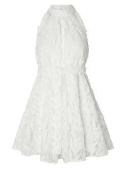 Selected Femme Naisten Mekko, SLFFLORITA SL HALTERNECK SHORT DRESS Luonnonvalkoinen