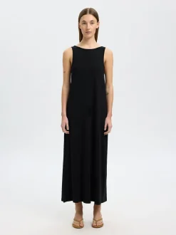 Selected Femme naisten mekko, SLFANOLA SL LOW BACK ANKLE DRESS Musta