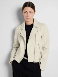 Selected Femme Naisten Nahkatakki, Katie Leather Jacket Luonnonvalkoinen
