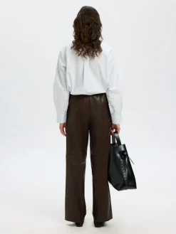 Selected Femme naisten nahkahousut, SLFBODA HW LEATHER PANT Delicioso