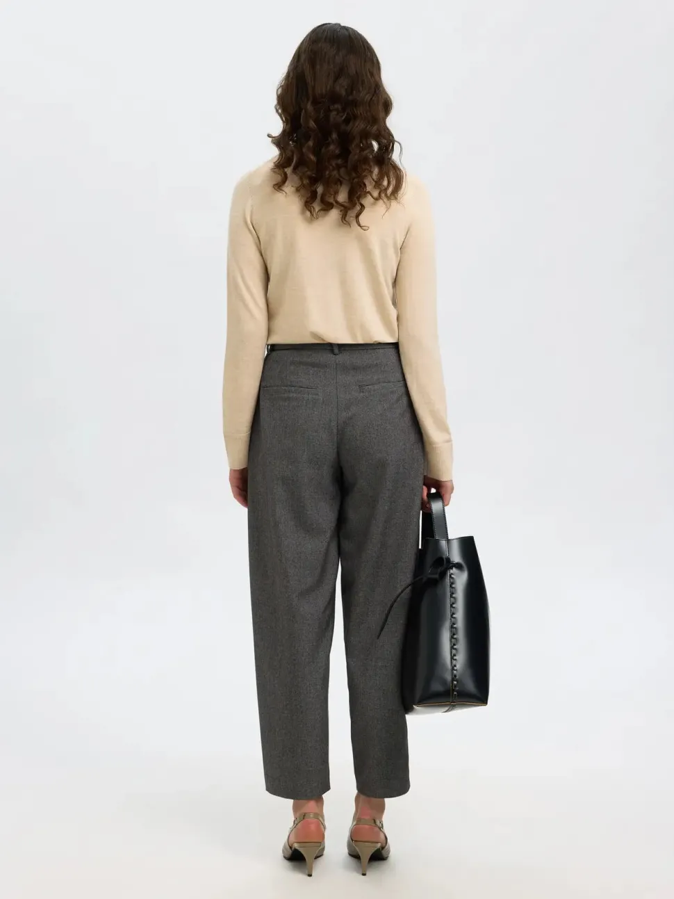 Selected Femme Naisten Neulepaita, Slfthea LS Knit Merino O-Neck Noos Oatmeal