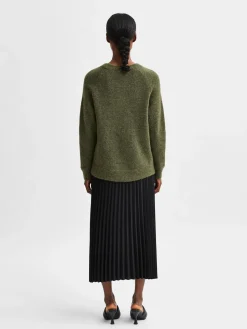 Selected Femme Naisten Neulepaita, Lulu LS Knit O-Neck Kalamata Melange