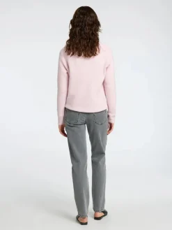 Selected Femme Naisten Neulepaita, Lulu LS Knit O-Neck, Bleached Mauve Melan