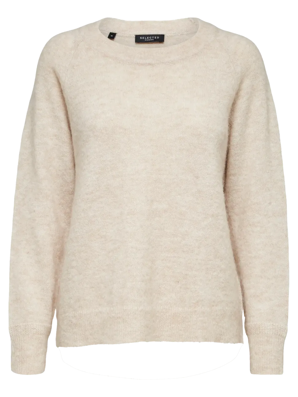 Selected Femme Naisten Neulepaita, Lulu LS Knit O-Neck Birch Melange
