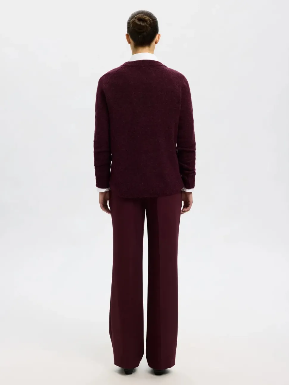 Selected Femme Naisten Neulepaita, Lulu LS Knit O-Neck Fig Melange