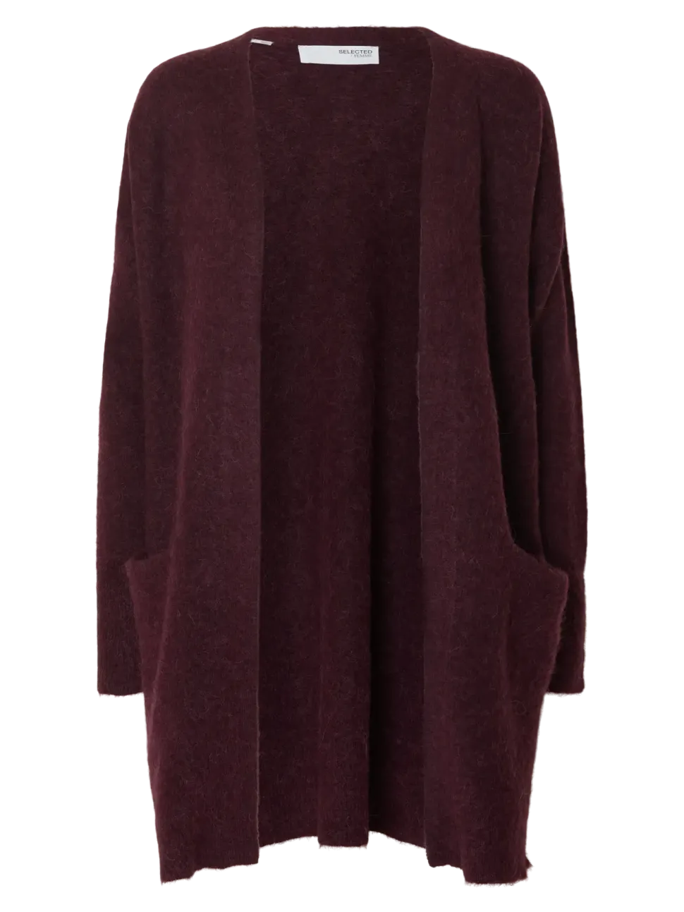 Selected Femme Naisten Neuletakki Lulu New Knit Long Cardigan Fig Melange